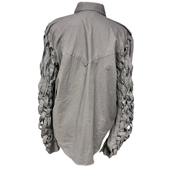 vintage women's M western braided sleeve cut out black button down - Picture 4 of 7